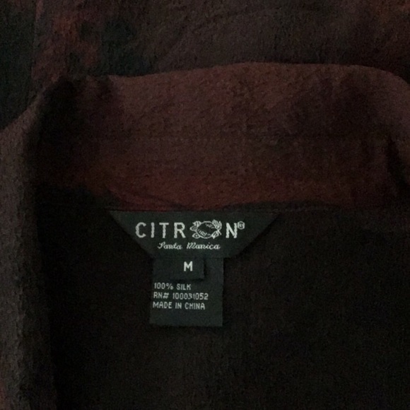 Citron Silk Long Sleeve Button Down Shirt Dress M - Picture 6 of 6